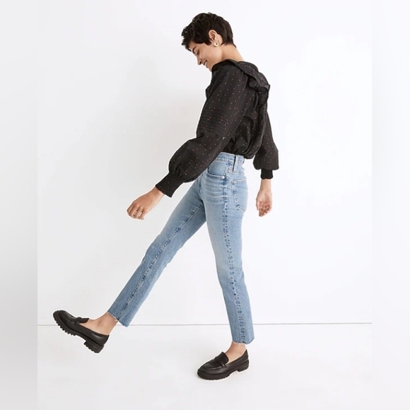 Madewell Cali Demi-Boot Jeans in Enmore Wash: Raw-Hem Edition sz 27 - Picture 1 of 11